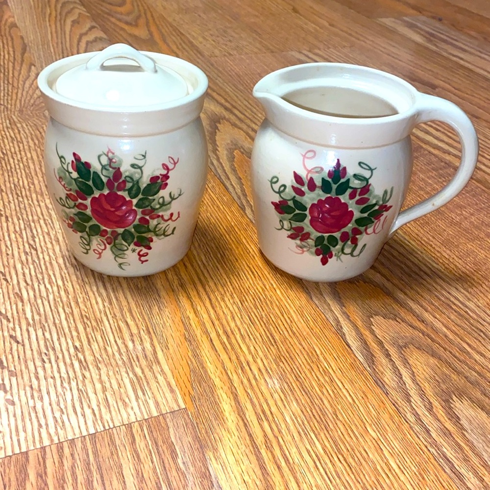 Vintage Pottery Sugar and Creamer